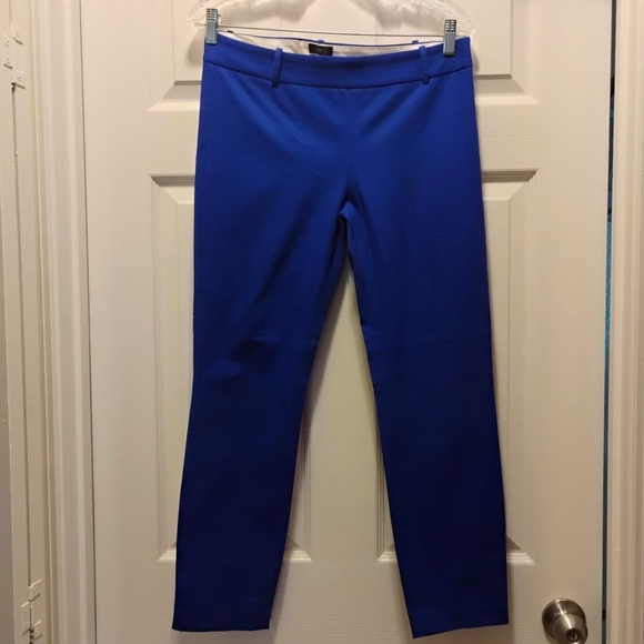 J. Crew Minnie Pants Bright Blue Cropped Straight Leg Side Zip Women's Size 4 - Picture 1 of 5